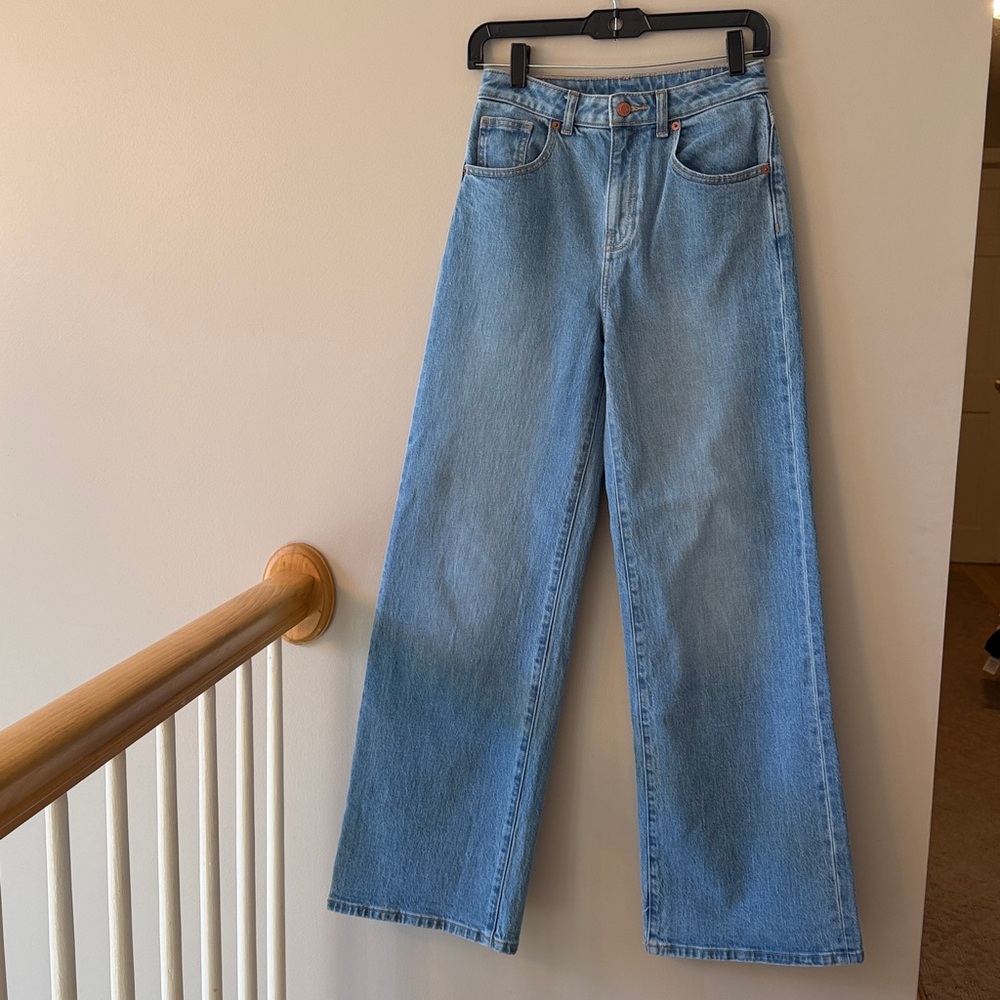 PINK Victoria's Secret Light Blue High Waisted Wide Leg Jeans